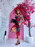 "ROSE SORBET 89" midi dress - red with black